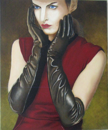 Peinture intitulée "La dame aux gants" par Florent Sibille, Œuvre d'art originale, Huile