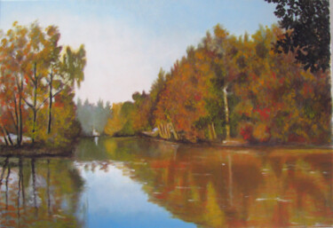 Peinture intitulée "Impression d'automne" par Florent Sibille, Œuvre d'art originale, Huile Monté sur Châssis en bois