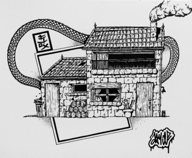 Drawing titled "DREAM HOUSE" by Flox Lamil, Original Artwork, Marker