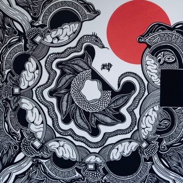 Рисунок под названием "JAPAN SNAKE" - Flox Lamil, Подлинное произведение искусства, Маркер