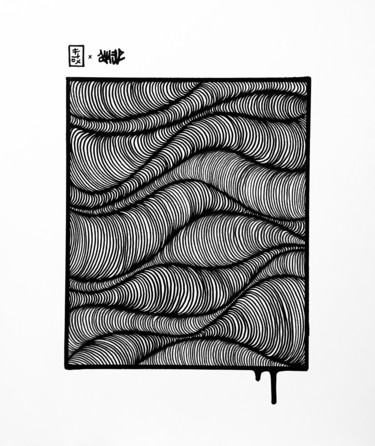 Drawing titled "White Wave 21" by Flox Lamil, Original Artwork, Marker