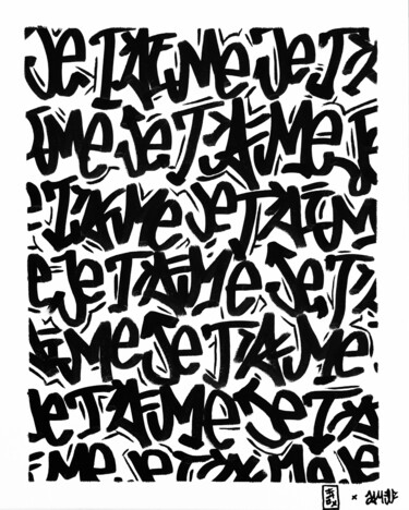 Σχέδιο με τίτλο "Je t’aime" από Flox Lamil, Αυθεντικά έργα τέχνης, Μαρκαδόρος