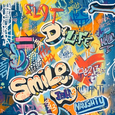 Schilderij getiteld "Smile Strit’Wann" door Flox Lamil, Origineel Kunstwerk, Marker