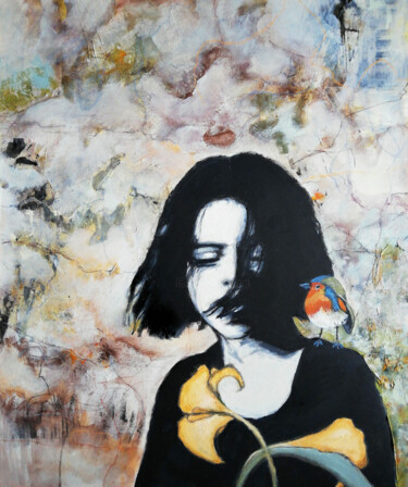 Картина под названием "Listen..." - Florentina-Maria Popescu, Подлинное произведение искусства, Акрил