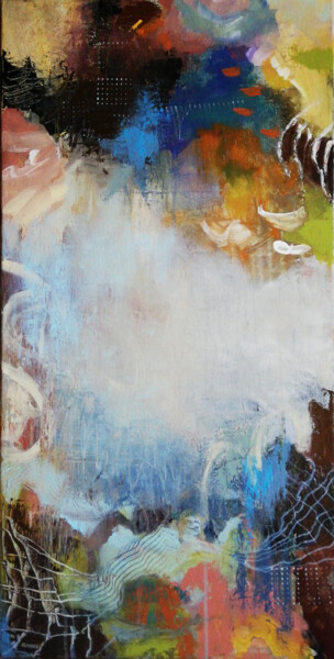 Schilderij getiteld "Summer night" door Florentina-Maria Popescu, Origineel Kunstwerk, Acryl