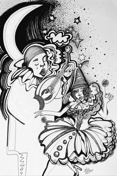 Go Fast dan' zétoiles Dessin intitulée "Go Fast dan' zétoil…" par Florette F, Œuvre d'art originale, Stylo à bille