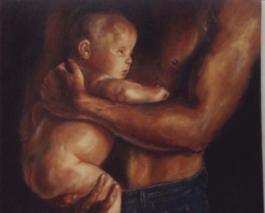 Painting titled "Paternidad" by Dorian Flórez, Original Artwork