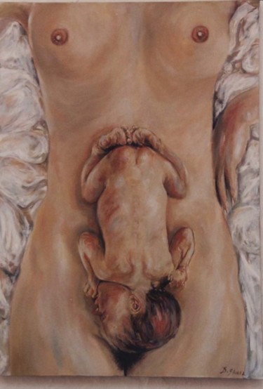Painting titled "Maternidad 3" by Dorian Flórez, Original Artwork