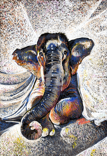 Drawing titled "Ganesh" by Florian Lecuyer (777), Original Artwork, Marker
