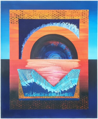 Картина под названием "Sunset" - Florian Thomas, Подлинное произведение искусства, Акрил Установлен на Деревянная рама для н…