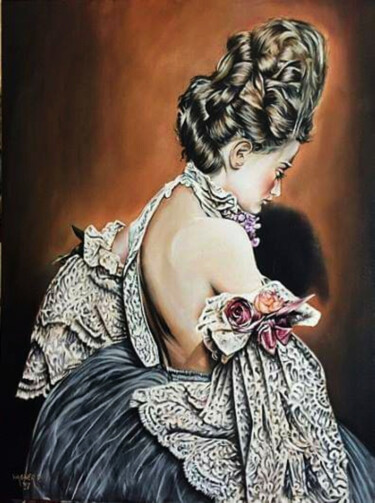 Painting titled "Vintage girl portra…" by Florian Wagner, Original Artwork, Oil