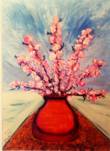 Pittura intitolato "Fiori rosa fiori di…" da Floriana Vittani, Opera d'arte originale, Olio
