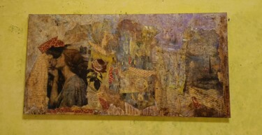 Painting titled "Omaggio a Italo Cal…" by Floriana Vittani, Original Artwork, Collages Mounted on artwork_cat.
