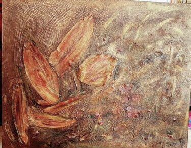 Collages intitolato "Malinconia d'autunno" da Floriana Vittani, Opera d'arte originale, Olio Montato su Pannello di legno