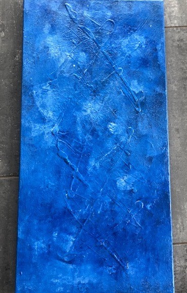 Peinture intitulée "Traces de bleu" par Flojo, Œuvre d'art originale, Acrylique