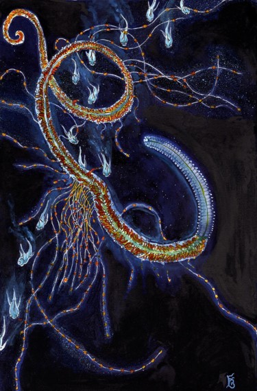 Painting titled "le siphonophore" by Florie Boissy, Original Artwork, Ink