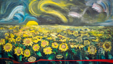 Pittura intitolato "Sunflowers after Va…" da Florin Coman, Opera d'arte originale, Olio