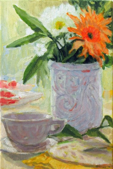 Painting titled "still life with flo…" by Florin Pantilimon, Original Artwork