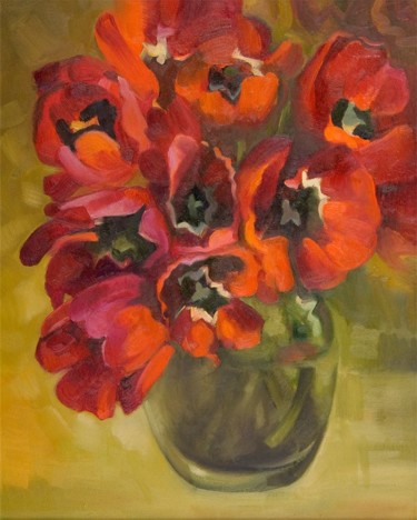Painting titled "Тюльпаны" by Olga Florinska, Original Artwork, Oil