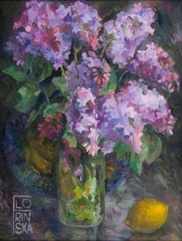 Painting titled "Сирень" by Olga Florinska, Original Artwork, Oil