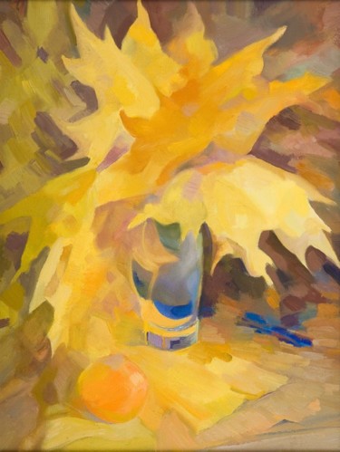 Painting titled "Кленовые листья" by Olga Florinska, Original Artwork, Oil