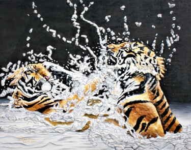 Painting titled "LIFE OF BENGALS TIG…" by Floris Betrouw, Original Artwork, Acrylic