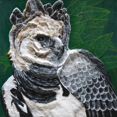 Schilderij getiteld "Harpy Gonini Eagle" door Floris Betrouw, Origineel Kunstwerk, Lapwerk