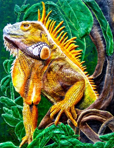 Malerei mit dem Titel "UNIMAGINABLE IGUANA…" von Floris Betrouw, Original-Kunstwerk, Acryl