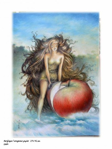 Peinture intitulée "Dans l'Eden" par Flo Thengi, Œuvre d'art originale