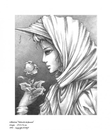 Dessin intitulée "Rose" par Flo Thengi, Œuvre d'art originale