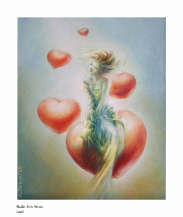 Peinture intitulée "Coeurs" par Flo Thengi, Œuvre d'art originale