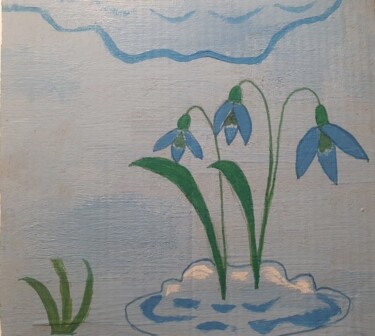 Schilderij getiteld "Snowflowers" door Flower Planet, Origineel Kunstwerk, Acryl