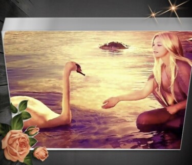 Arte digital titulada "Romantice evening🦢❤️" por Flower Planet, Obra de arte original, Fotografía manipulada