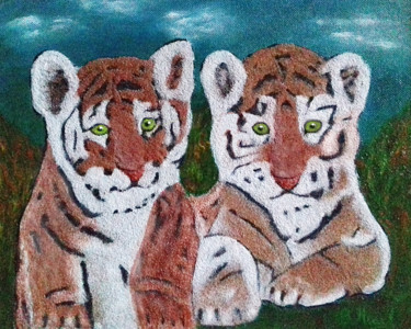 Картина под названием "Тигрята" - Vasilij Mischenko, Подлинное произведение искусства, Акрил