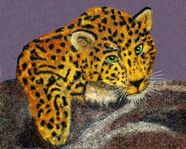 Painting titled "Отдыхающий леопард" by Vasilij Mischenko, Original Artwork, Acrylic