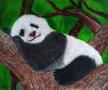 Картина под названием "Спящая панда" - Vasilij Mischenko, Подлинное произведение искусства, Акрил