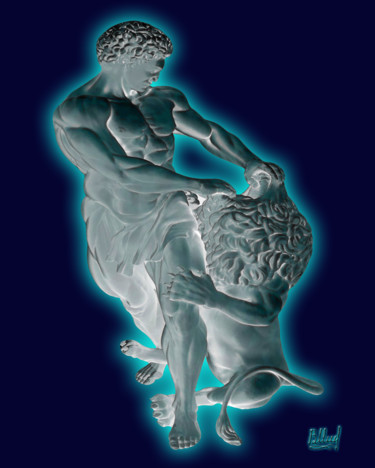 Digitale Kunst getiteld "Самсон и лев" door Vasilij Mischenko, Origineel Kunstwerk, 2D Digital Work