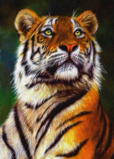Цифровое искусство под названием "Тигровый взор" - Vasilij Mischenko, Подлинное произведение искусства, 2D Цифровая Работа