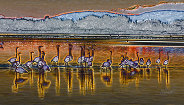 Digitale Kunst getiteld "Фламинго на закате" door Vasilij Mischenko, Origineel Kunstwerk, 2D Digital Work