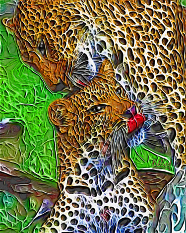 Arts numériques intitulée "Леопардовая нежность" par Vasilij Mischenko, Œuvre d'art originale, Travail numérique 2D