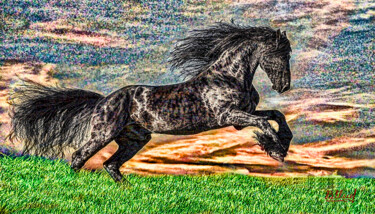 Digital Arts titled "Пятнистый конь на ф…" by Vasilij Mischenko, Original Artwork, 2D Digital Work