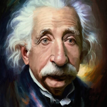 Digital Arts titled "Альберт Эйнштейн" by Vasilij Mischenko, Original Artwork, Digital Painting