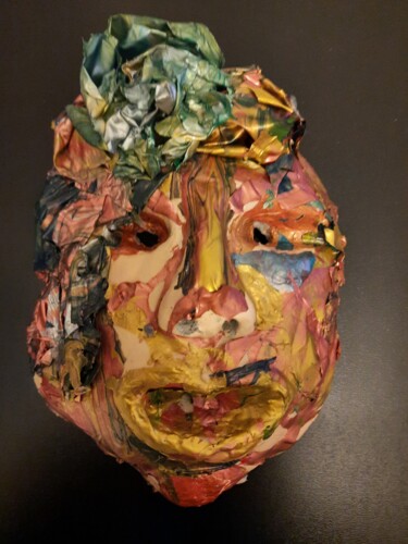 Skulptur mit dem Titel "Masque" von Silvia S, Original-Kunstwerk, Acryl