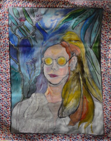 Картина под названием "Femme aux lunettes" - Florence Maindrault, Подлинное произведение искусства, Масло