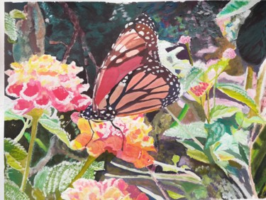 Peinture intitulée "papillon" par Fernando Amaral, Œuvre d'art originale, Gouache