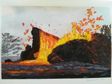 Painting titled "Volcan" by Fernando Amaral, Original Artwork, Acrylic