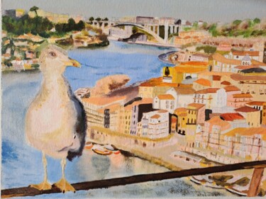 Painting titled "Ribeira - Porto" by Fernando Amaral, Original Artwork, Acrylic
