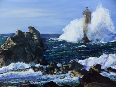 Painting titled "LE PHARE DU FOUR" by Erick Millet, Original Artwork, Acrylic