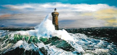 Painting titled "LE PHARE DU FOUR2" by Erick Millet, Original Artwork, Acrylic