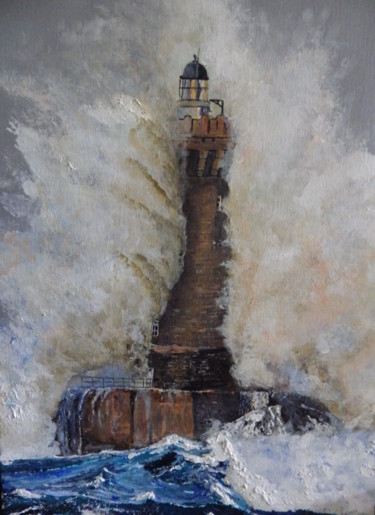 Painting titled "LE PHARE DU FOUR (3)" by Erick Millet, Original Artwork, Acrylic